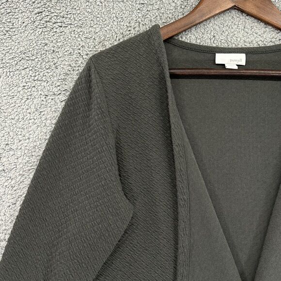 PureJill Open Cardigan Women XS Green Textured Stretch Long Sleeve F11 - Picture 4 of 12